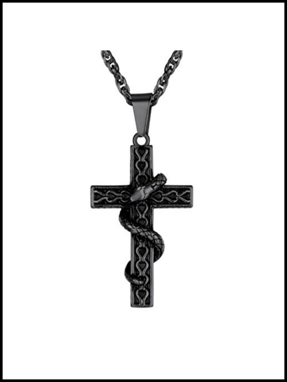 Stainless Steel Snake Cross Necklace Dog Tag Military Pendant